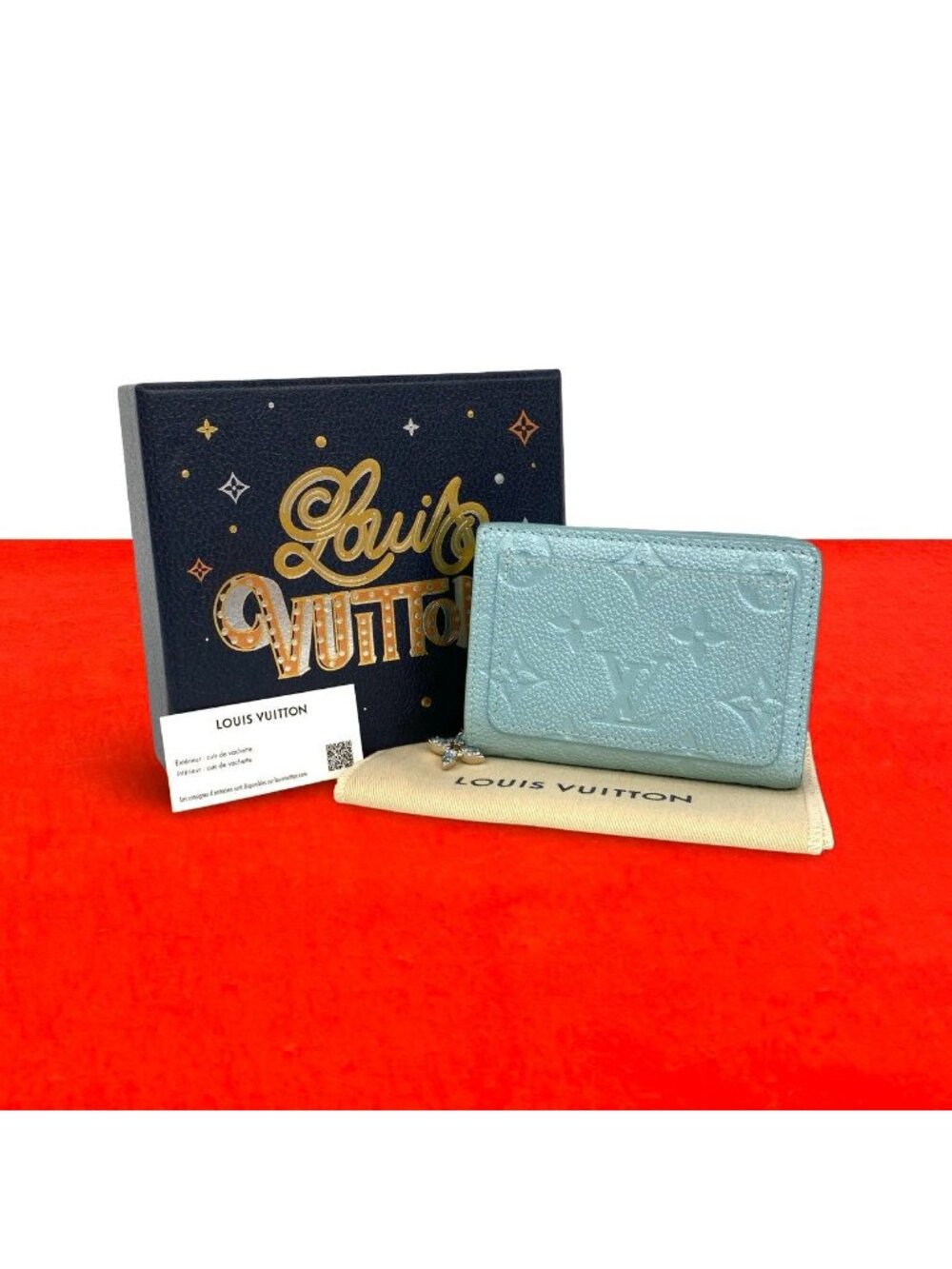 Louis Vuitton Portefeuille Clair Monogram Empreinte Leather Bifold Wallet Blue